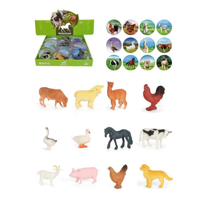 [JU8111] Animales de granja, mini, CAJA x48, varios modelos