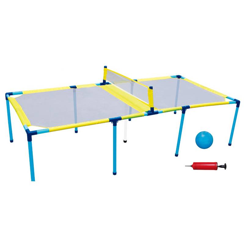 Mesa de tenis de mano, encastrable de plástico con inflador y 2 pelotas, en caja