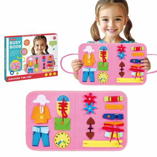 [JU8129] Didáctico libro de tela, con actividades sensoriales, en caja