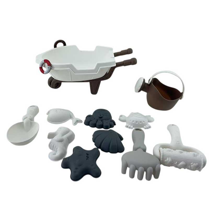 Juego de playa, carretilla de plástico, 11 piezas, en red, varios colores