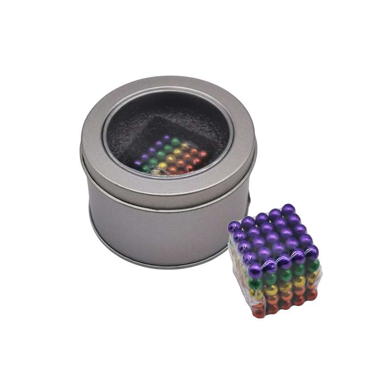 Juguete antiestrés, bolitas imantadas de colores, 125 piezas, en caja