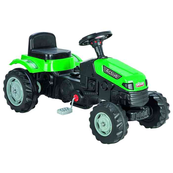 Bugui tractor a pedal, de plástico, en caja, VERDE