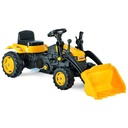Tractor con pala excavadora a pedal, de plástico, en caja, AMARILLO