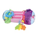 Almohada rolo infantil, de tela con sonajeros y accesorios, en cartón