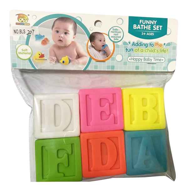 [JU8425] Cubo para bebé x6, de goma, en bolsa