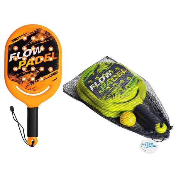 [JU8439] Paleta de plástico, ¨padel¨ x2 con pelota soft, en red, 2 colores