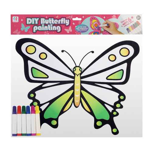 [JU8452] Lámina para colorear mariposa, con 6 marcadores, se puede usar como alitas, en bolsa