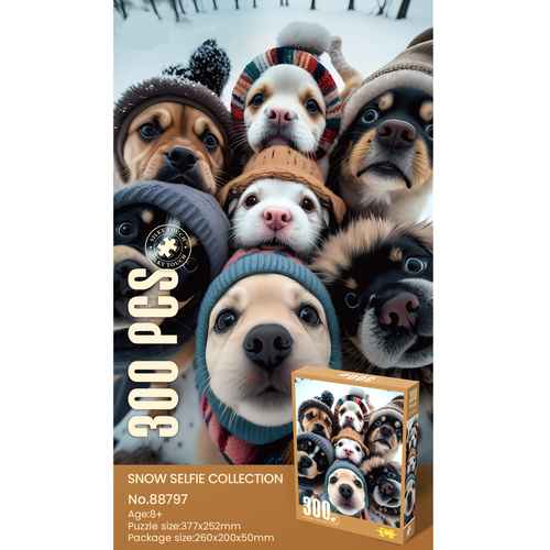 Puzzle de cartón, 300 piezas, perros, en caja