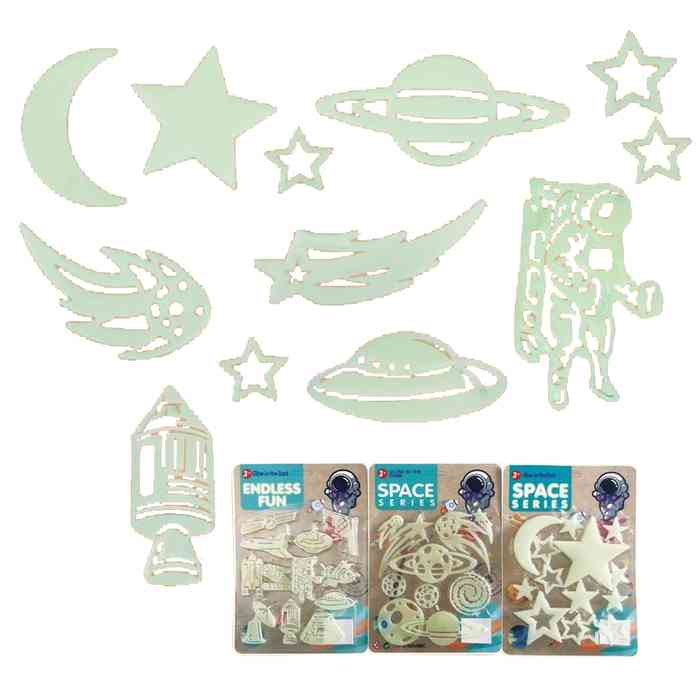[JU8483] Formas fluorescentes con pegamento, 12 piezas, varios diseños, en bolsa