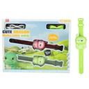 Walkie talkie pulsera, dinosaurio con luz, recarga USB en caja, varios colores