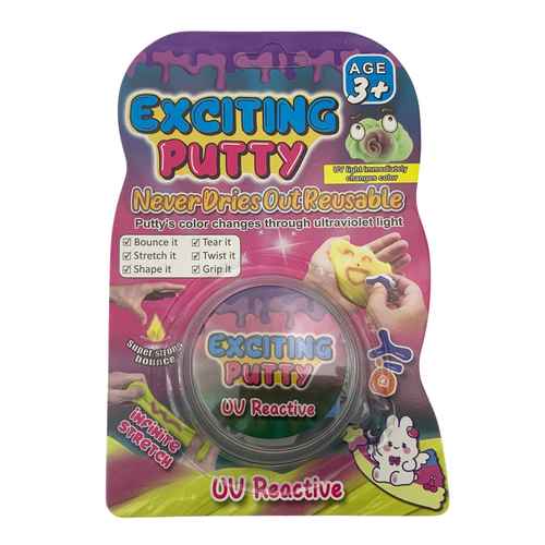 [JU8514] Masa antiestrés, cambia el color con la luz UV y el calor, varios colores, 20g en blister