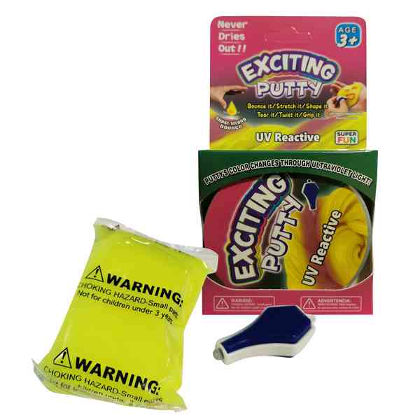 [JU8515] Masa antiestrés, cambia el color con la luz UV y el calor, 40g, en blister, varios colores