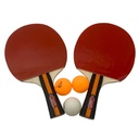 Paletas de ping pong y 3 pelotas, en sobre de PVC