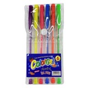 Lapicera de gel x6 colores flúo, en estuche de PVC, PACK x12