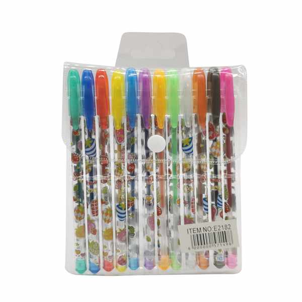 [E2182] Lapicera de gel x12 colores metalizados con aroma, PACK x12