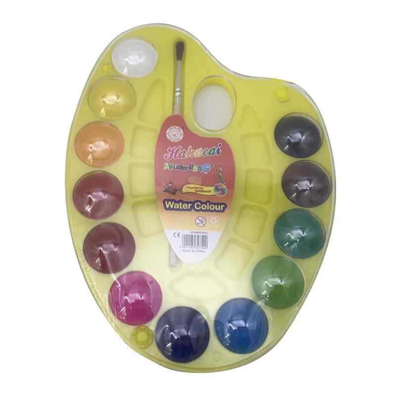 Acuarelas 12 colores, con pincel, paleta de plástico