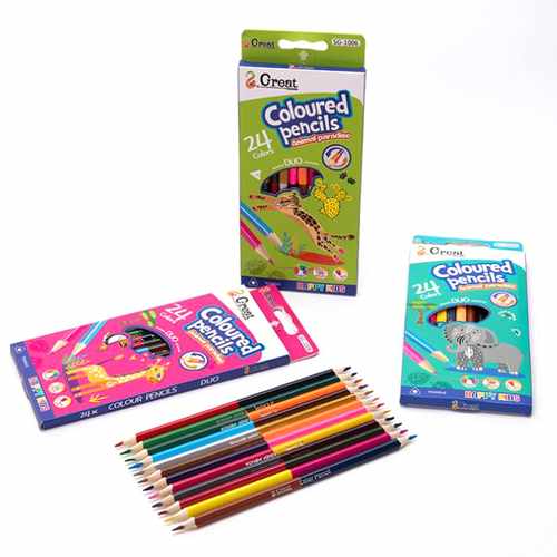 [E2300] Lápices 12 colores largos, doble punta, PACK x12