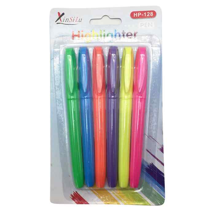 [E2393] Marcador resaltador flúo x6, fino punta redonda, en blister