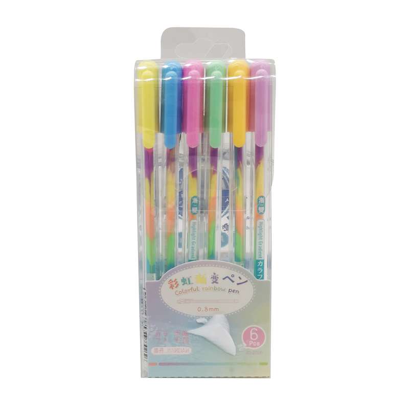 [E2403] Lapicera de gel x6 multicolor, en sobre PVC