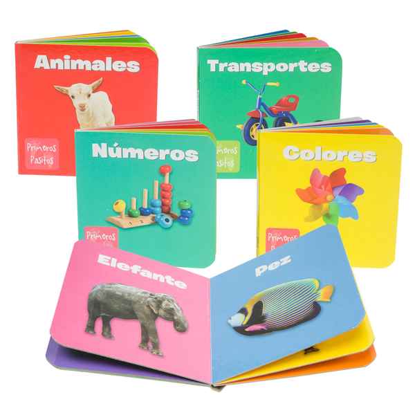 [E2513] Libro de cuentos 12 páginas tapa dura, PRIMEROS PASITOS, 4 títulos