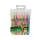Marcador resaltador flúo x6, con aroma, en estuche de PVC