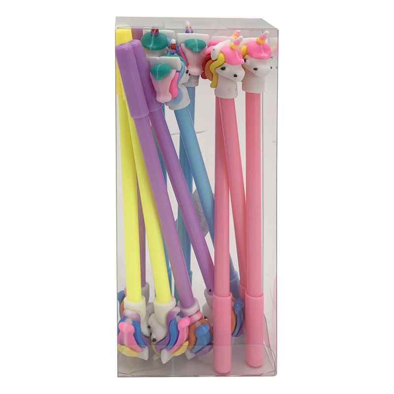 Lapicera de gel negro unicornio, CAJA x12