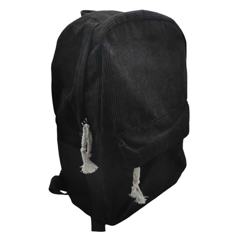 Mochila juvenil, de pana con bolsillo frontal y 2 bolsillos laterales, varios colores