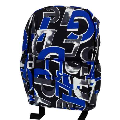 Mochila juvenil, con bolsillo frontal y 2 bolsillos laterales, varios diseños, en bolsa