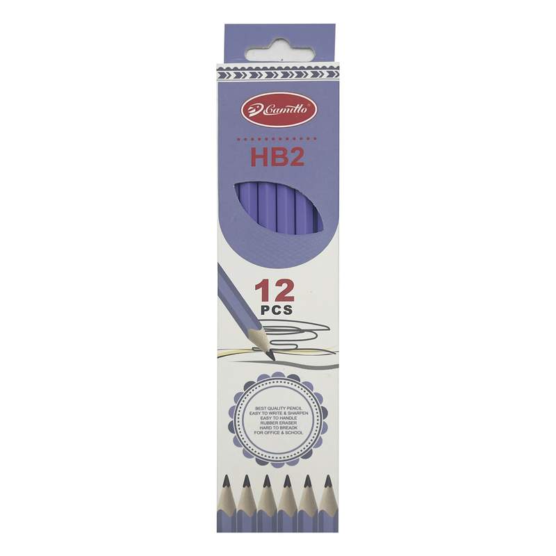 Lápiz negro HB x12, con goma en caja, PACK x12, varios colores
