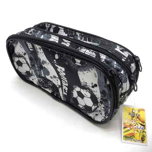 [E2842] Cartuchera de tela 3 cierres, en bolsa varios colores