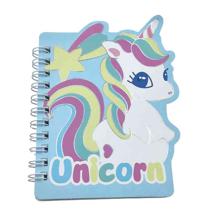 Libreta con espiral varios diseños unicornio, en bolsa