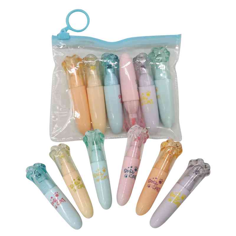 Marcador resaltador flúo mini x6, en bolsa