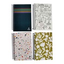 Libreta con espiral, 80 hojas rayadas, SOTE, PACK x6, varios diseños
