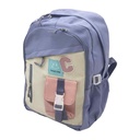 Mochila juvenil con 3 bolsillos frontales, laterales y en la espalda, reparticiones en el interior, varios colores