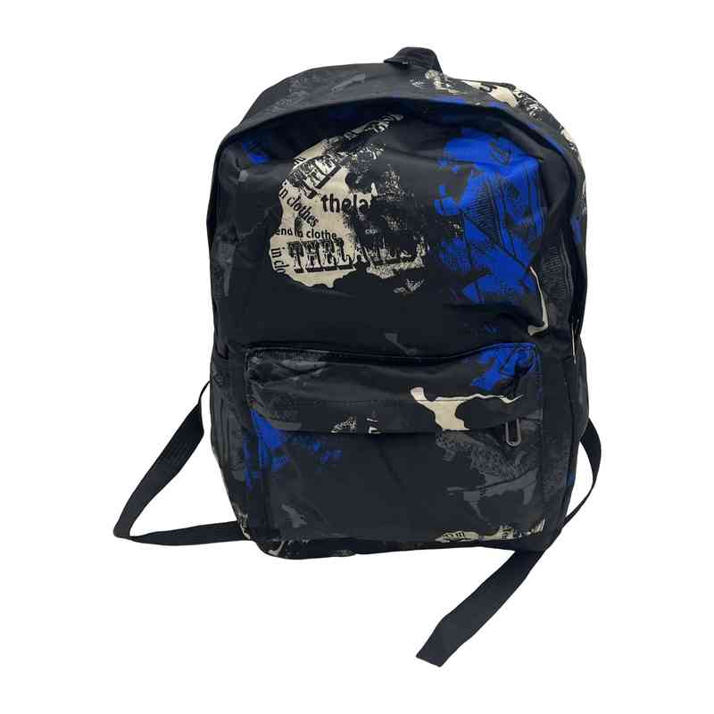 Mochila juvenil bolsillo frontal y 2 bolsillos laterales varios diseños, en bolsa