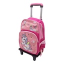 Mochila infantil con ruedas, bolsillo frontal y 2 bolsillos laterales, varios diseños, en bolsa