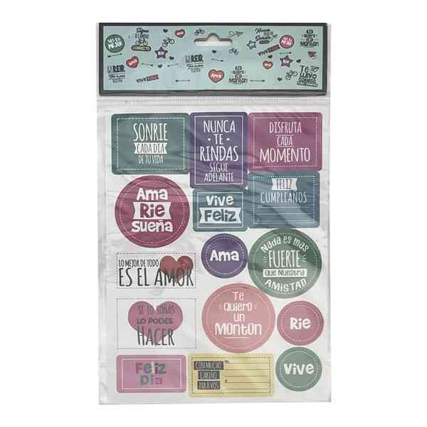 [E2981] Stickers frases surtidas, en bolsa PACKx12