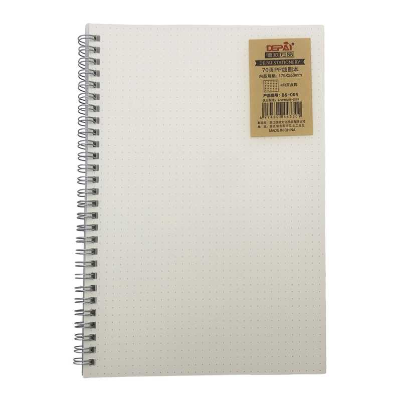[E2987] Libreta B5, tapa transparente, 70 hojas de puntos, en bolsa