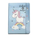 Libreta 96 hojas rayadas tapa con elástico, en bolsa, varios diseños unicornios