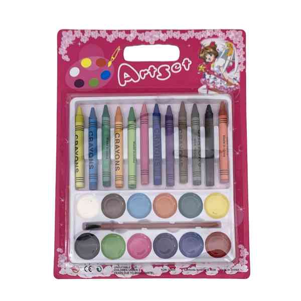 [E3012] Crayolas finas 12 colores y 12 acuarelas con pincel, en blister