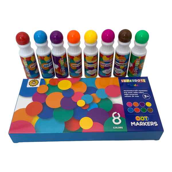 [E3027] Marcadores trazo con puntos x8 colores, en caja