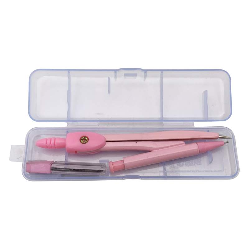 [E3030] Compás de plástico con lápiz mecánico, en caja, 2 colores