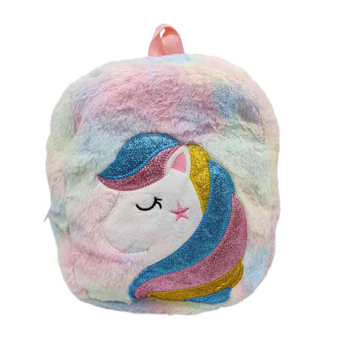 [E3032] Mochila infantil, tela peluche 1 cierre, varios colores