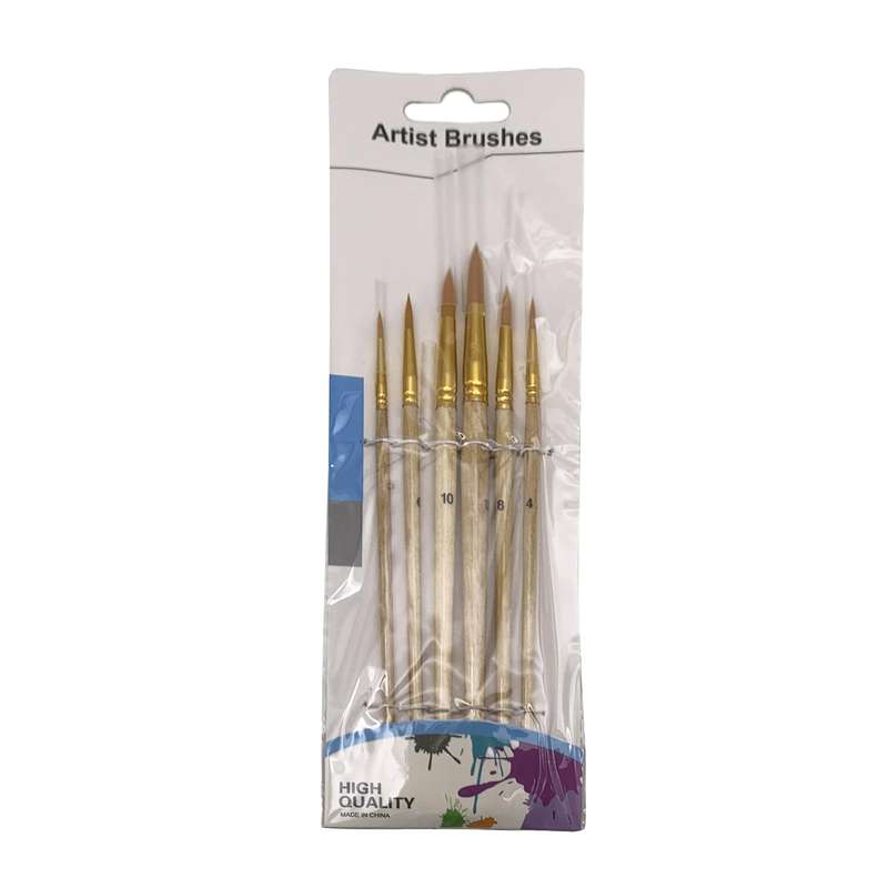 Pincel de madera y nylon x6, en bolsa
