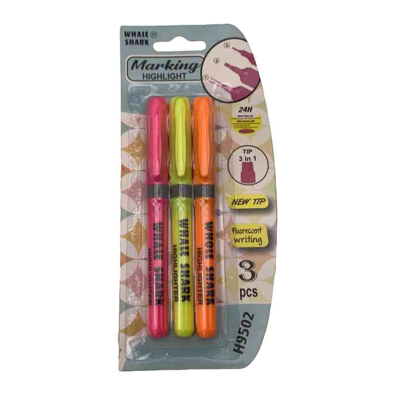 [E3100] Marcador resaltador flúo x3, en blister