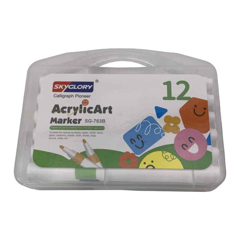 [E3125] Marcadores de pintura acrílica x12 colores, en estuche