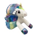Mochila infantil, tela peluche 1 cierre, con peluche, varios colores