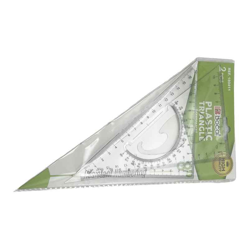 Juego de geometría 2 piezas, escuadras con semicírculo y plantilla de curvas, 17cm, en bolsa
