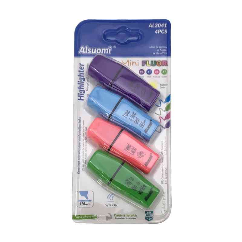[E3193] Marcador resaltador flúo mini x4, en blister