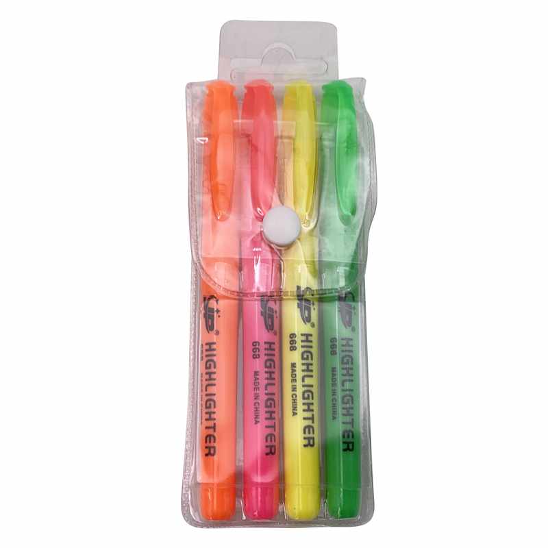 [E3216] Marcador resaltador flúo x4, en estuche PVC